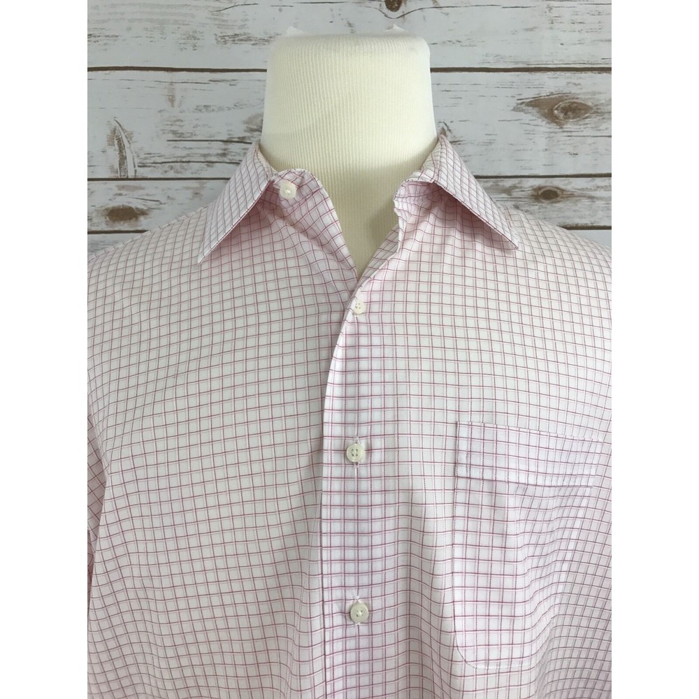 Men's TOMMY BAHAMA‎ Pink, White Plaid Button Down DRESS Shirt Sz 17 32-33